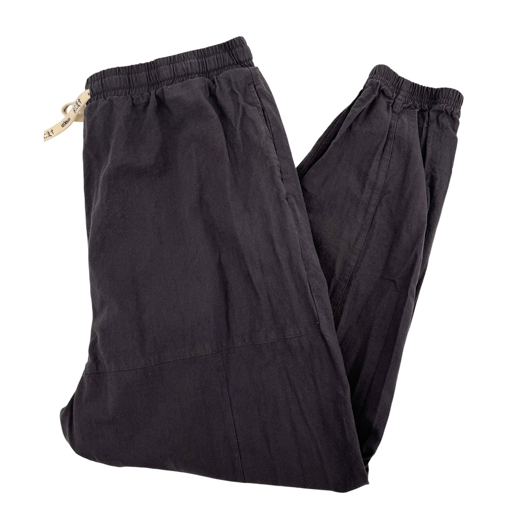 Kidoriman Mens XXL Charcoal Gray Linen Blend Joggers Elastic Waist Streetwear